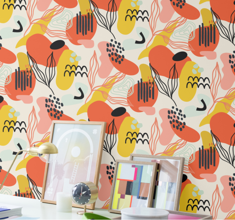 Kunst Tapete abstrakte organische formen - TenStickers