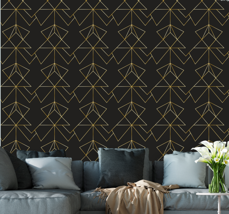 Tapete Natur Schwarze und goldene elegante linien - TenStickers