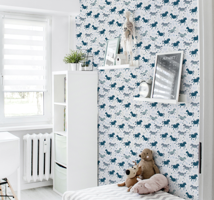 Pferde Tapete laufende blaue fohlen - TenStickers