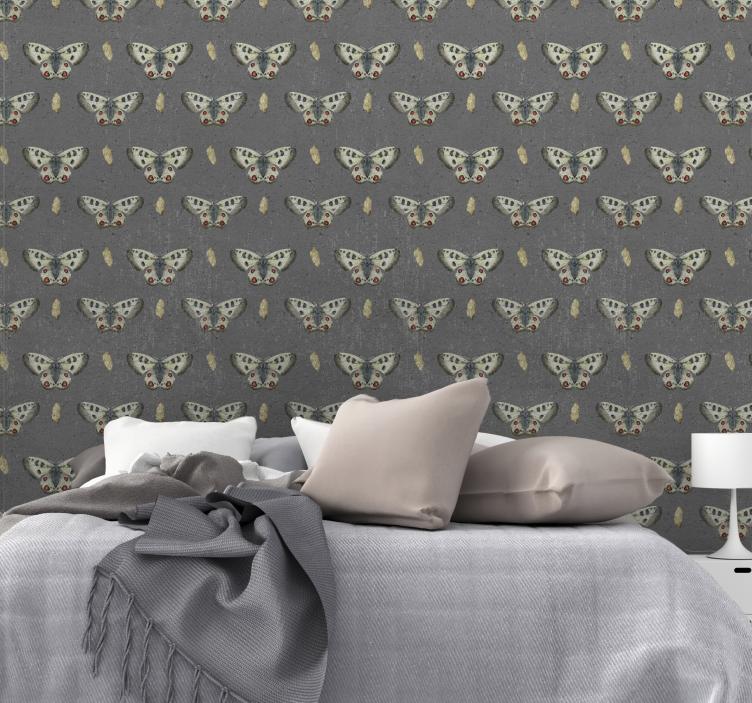 Schmetterlinge Betonoptik tapete - TenStickers