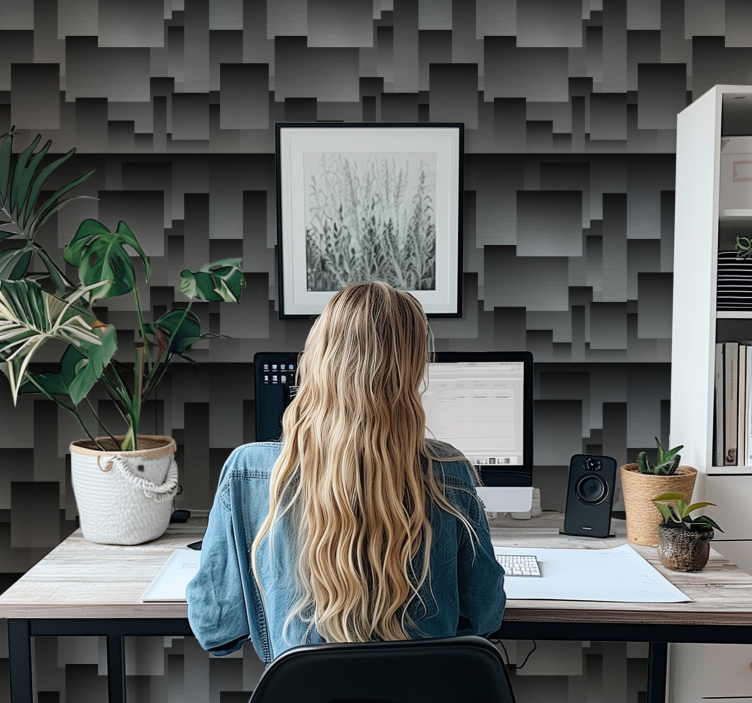 Tapete schwarz quadrate-design - TenStickers