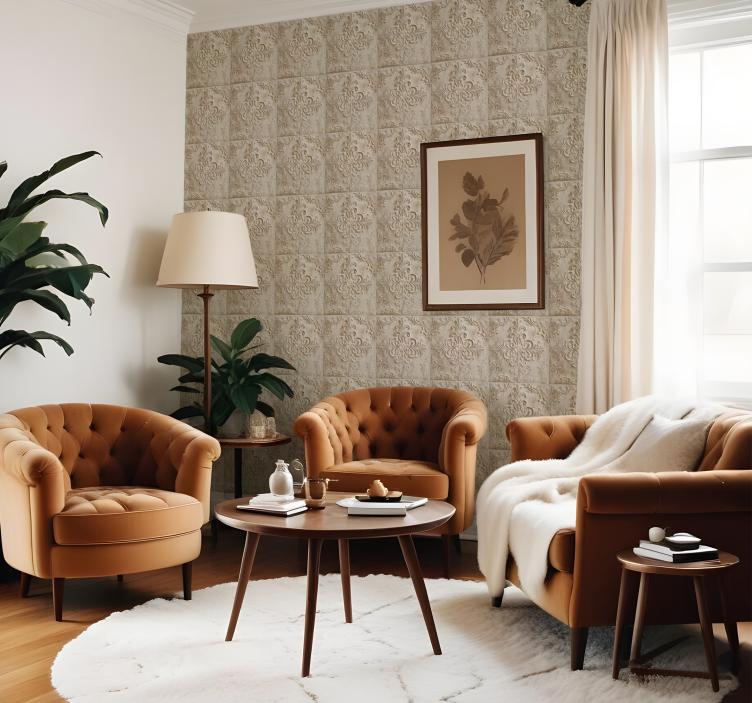 Tapete Barock beigefarbene fliesen - TenStickers