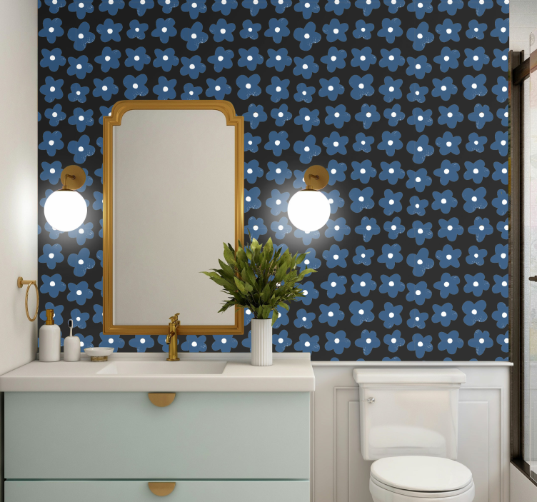 Tapete Badezimmer blaues blumendesign - TenStickers