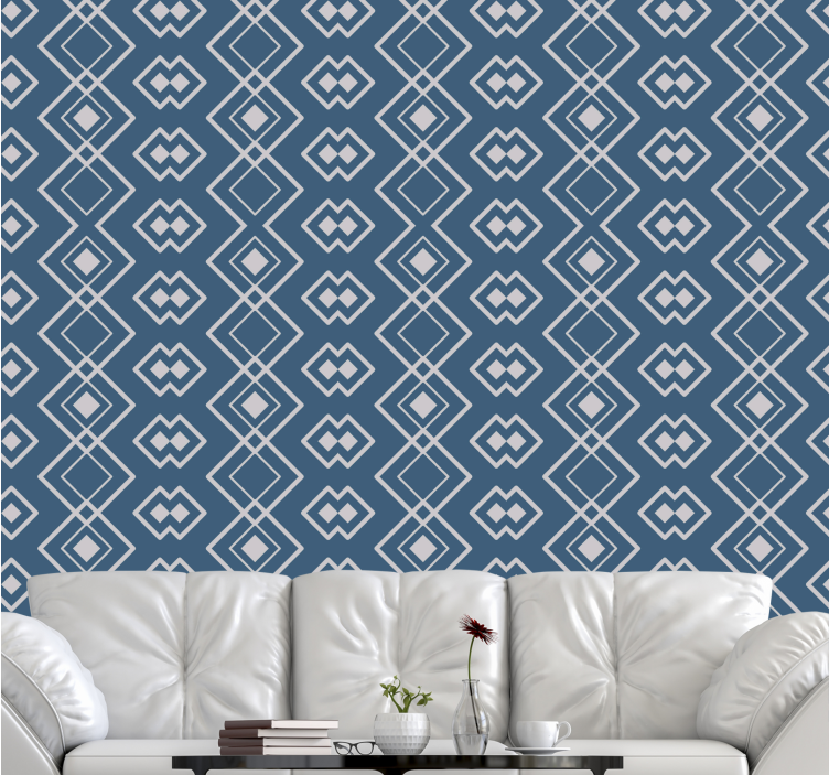Tapete geometrische Muster diamantblaues gitter - TenStickers