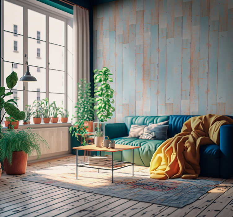 Tapete Holzoptik Klarer Himmel - TenStickers