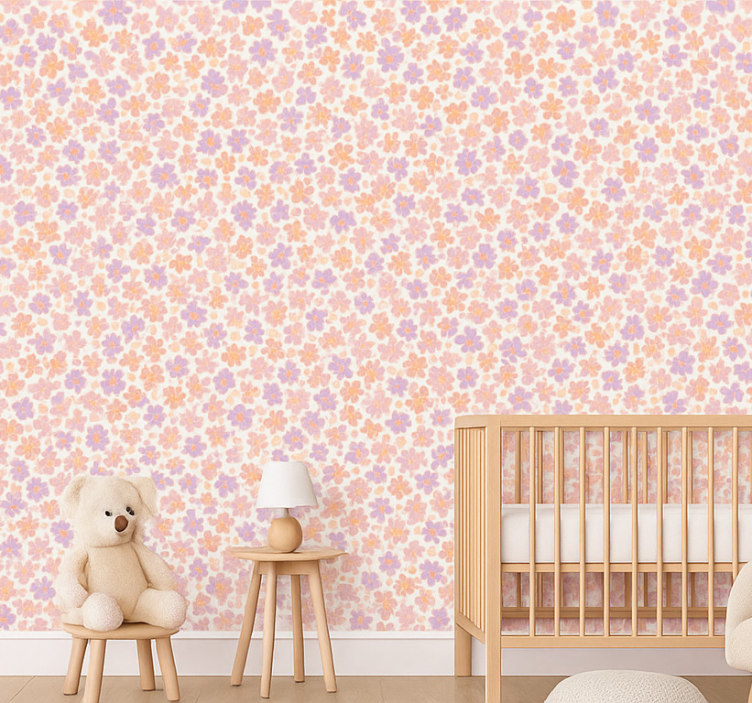 Tapete Kinderzimmer kleine pastellfarbene blumen - TenStickers