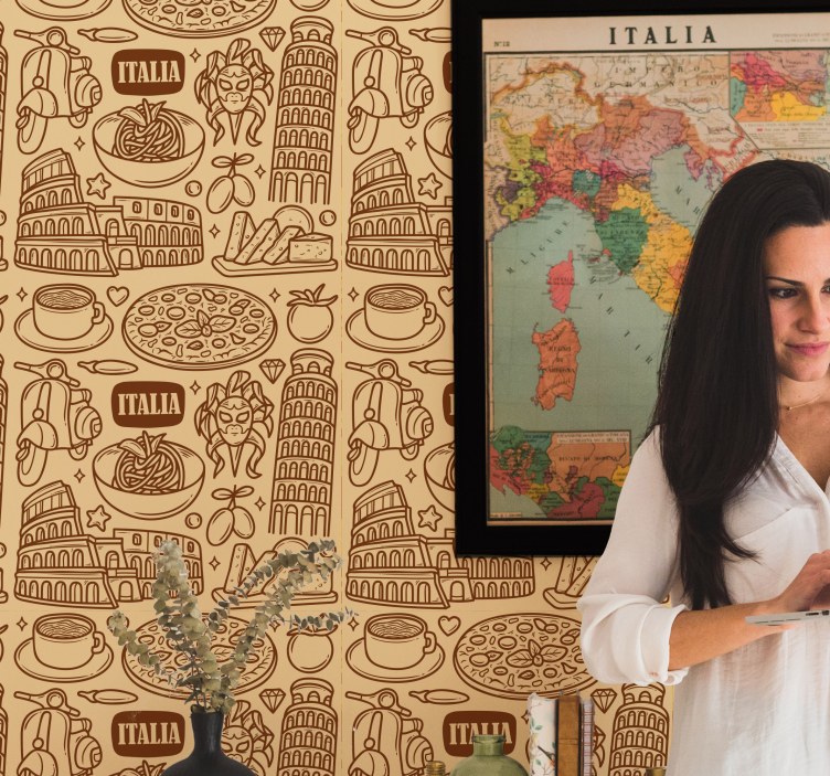 Tapete Stadt skizze italienischer wahrzeichen - TenStickers