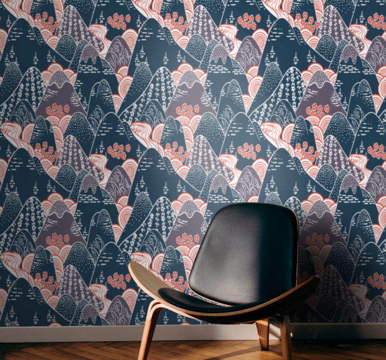 Tapete Natur stilisierte bergkette - TenStickers