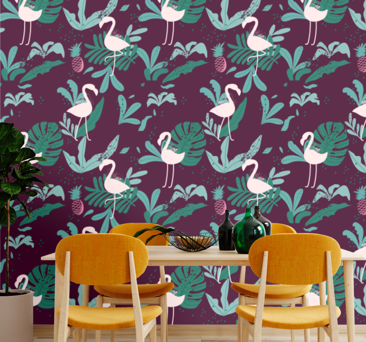 Tapete Tiere tropischer flamingo - TenStickers