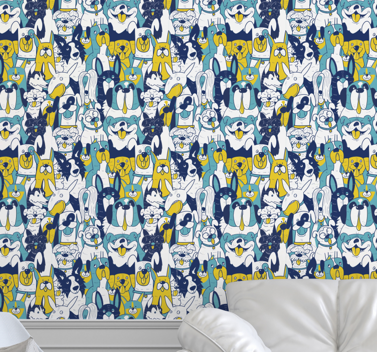 Tiere Tapete animierte hundeversammlung - TenStickers