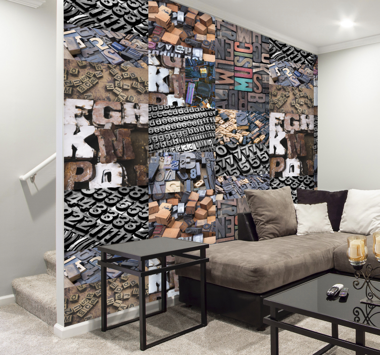 Vintage Buchstaben Tapete - TenStickers