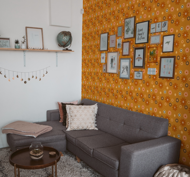 Jahrgang Tapete Flowerpower der 60er - TenStickers