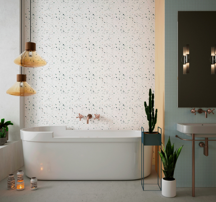 Tapete Steinoptik Weißer terrazo - TenStickers