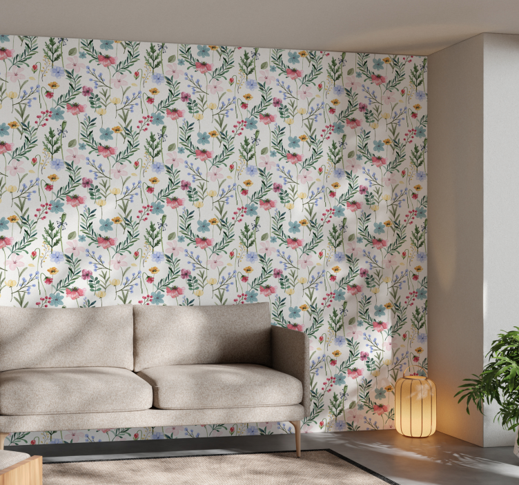 Tapeten Wohnzimmer blumen und pflanzen - TenStickers